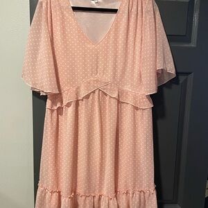 Elegant Pink Polka Dot Dress